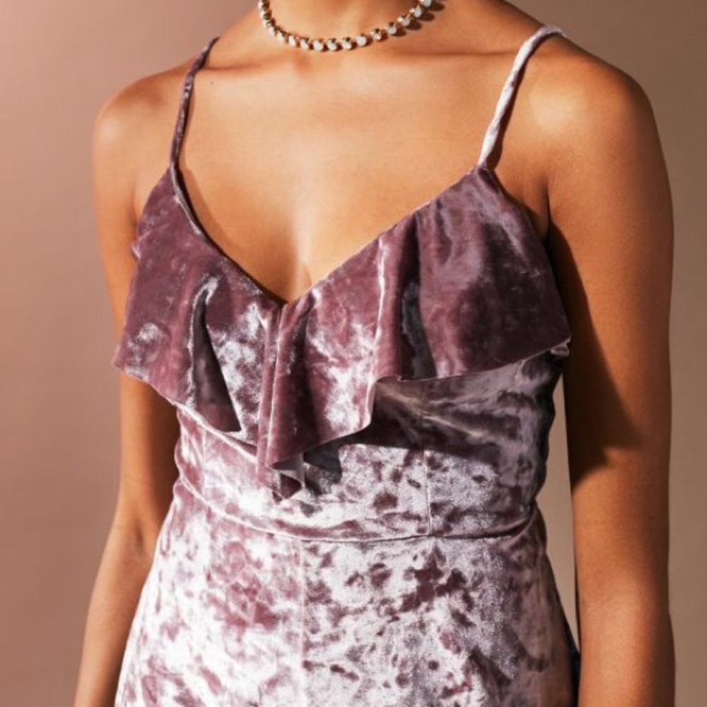 Urban Outfitter Crushed Velvet Ruffle Romper - Picture 4 of 7